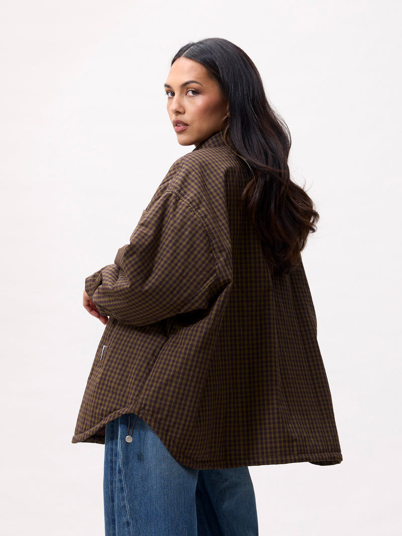 Light padded check jacket | Mossy