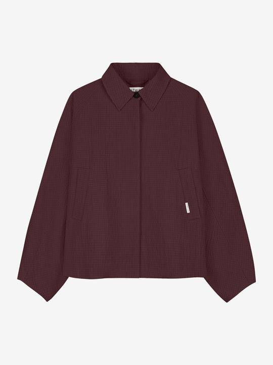 Check cape jacket | Plum