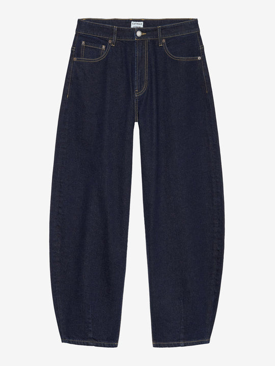 Cropped barrel fit jeans | Dark Blue