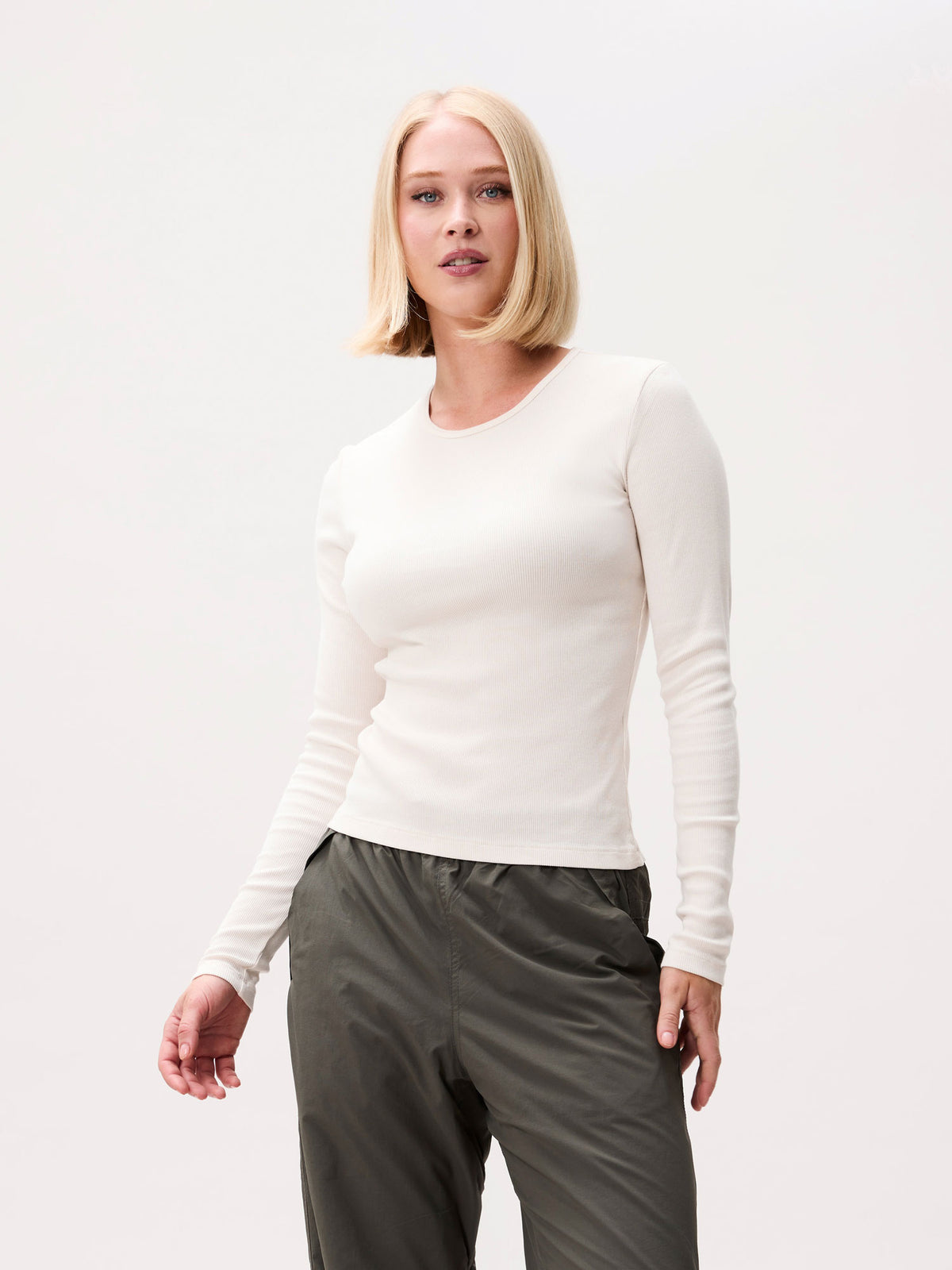Rib long sleeve | Cream