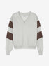 Sporty Vneck sweater | Light Grey Melange