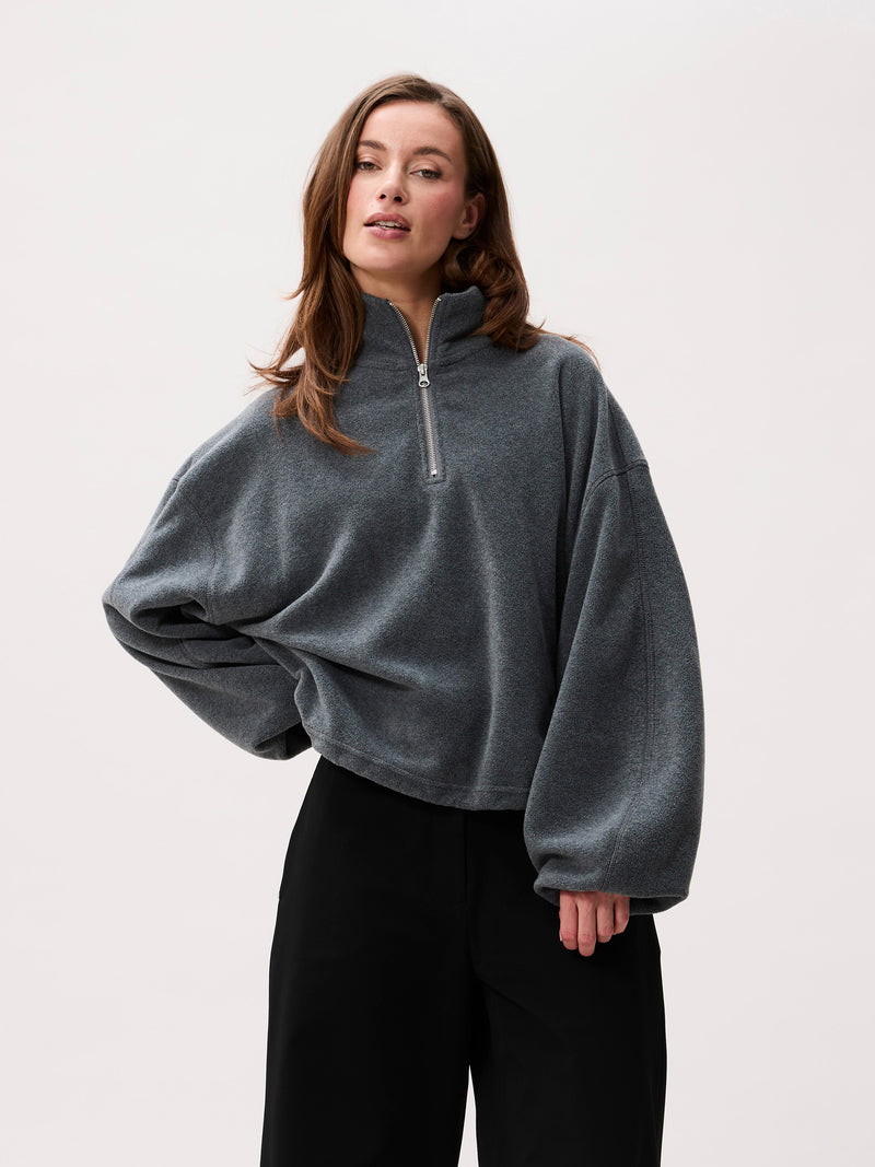Fleece half zip sweater | Dark Grey