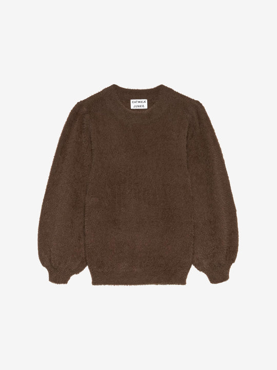 Fuzzy puff sleeve knit | Brownie