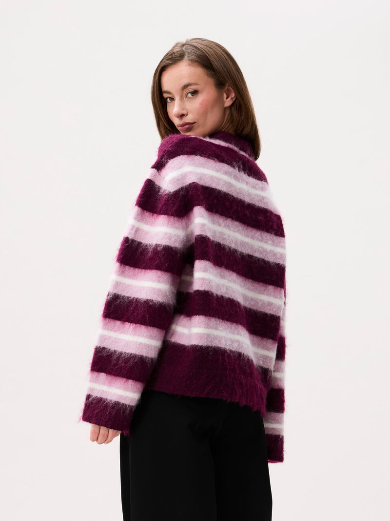 Brushed striped knit | Plum
