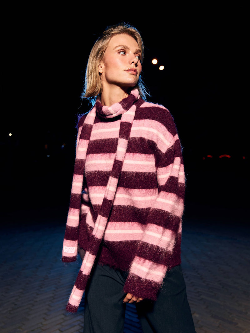 Brushed striped knit | Plum