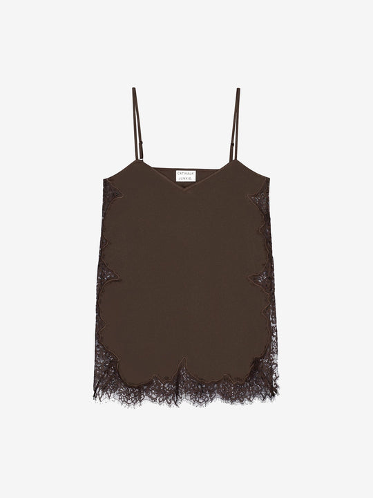Lace spaghetti top | Dark Cacao