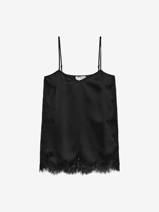 Lace spaghetti top | Black