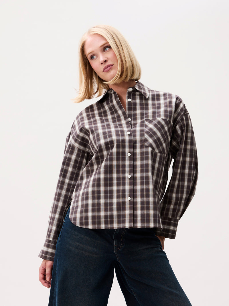 Check blouse with triangle scarf | Brownie