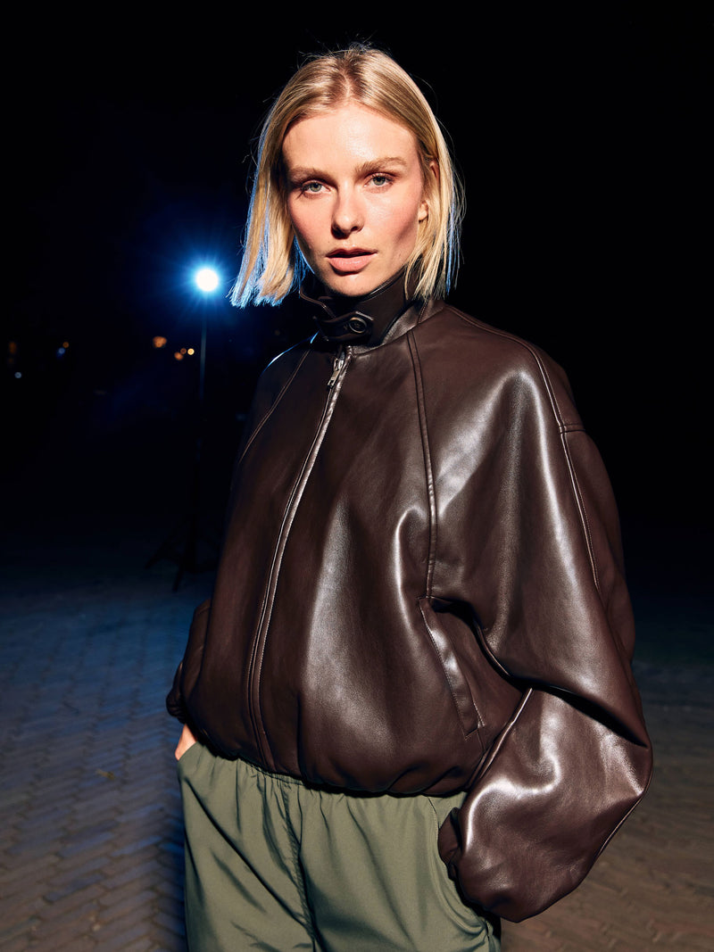 Vegan leather jacket | Dark Cacao