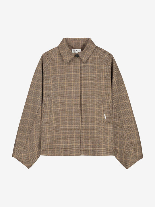 Check cape jacket | Caramel