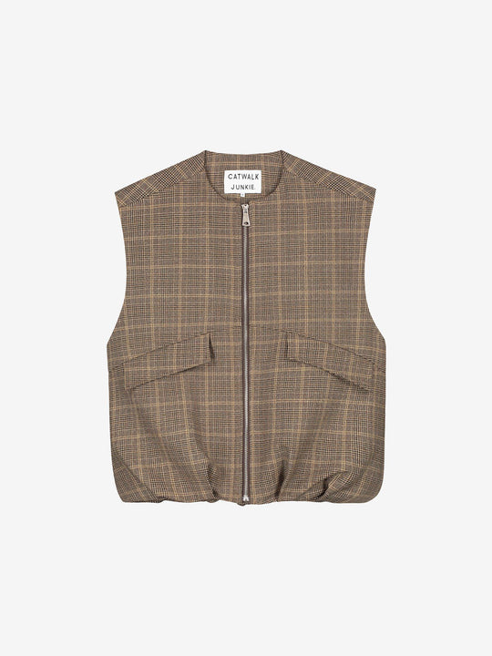 Check bodywarmer | Caramel