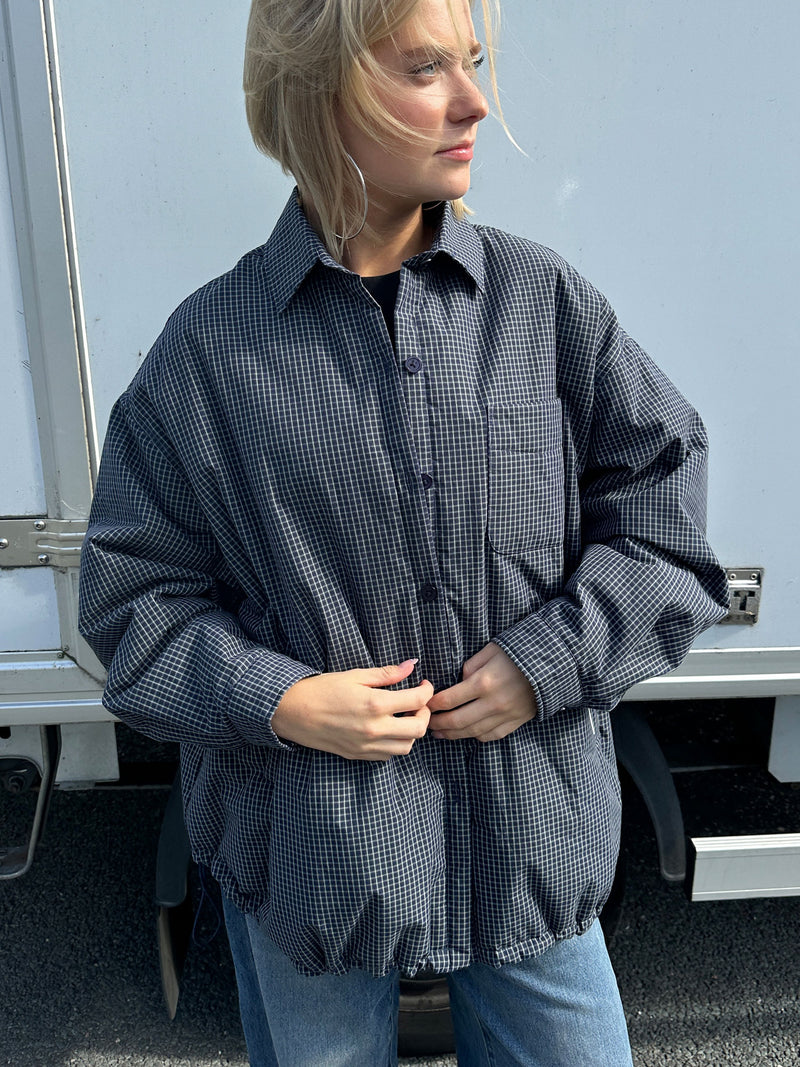 Light padded check jacket | Dark Blue