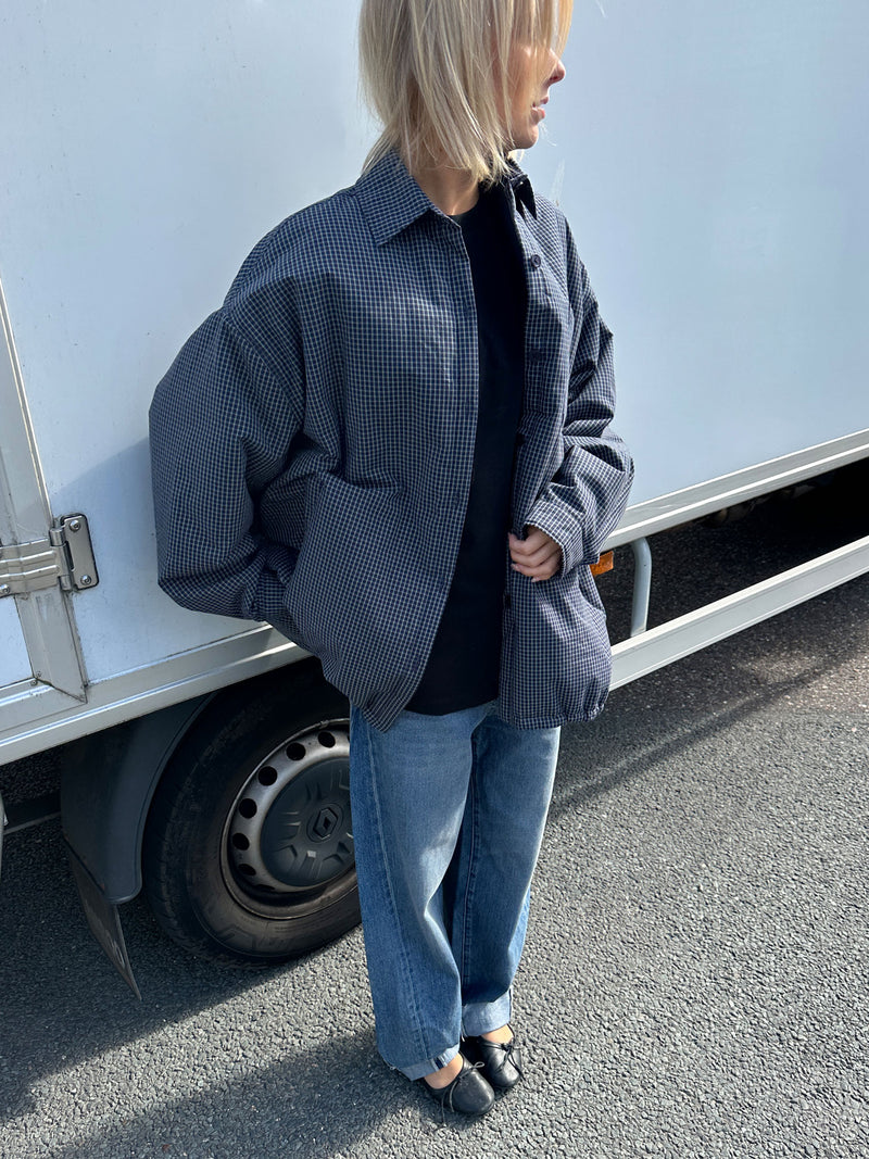 Light padded check jacket | Dark Blue