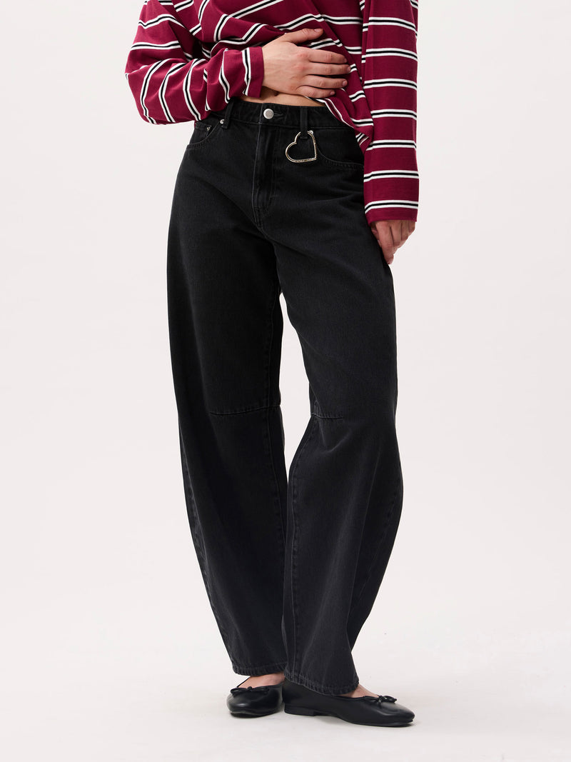 Bold barrel fit jeans | Washed Black