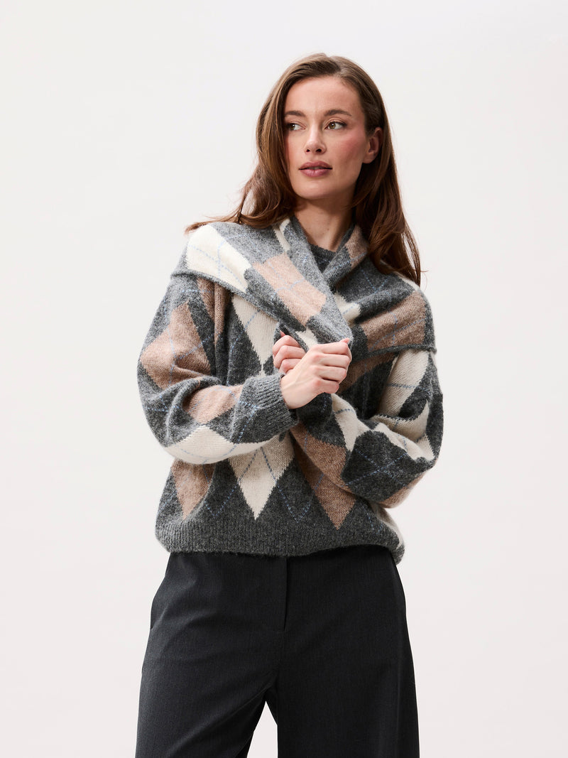 Triangle argyle scarf | Dark Grey Melange
