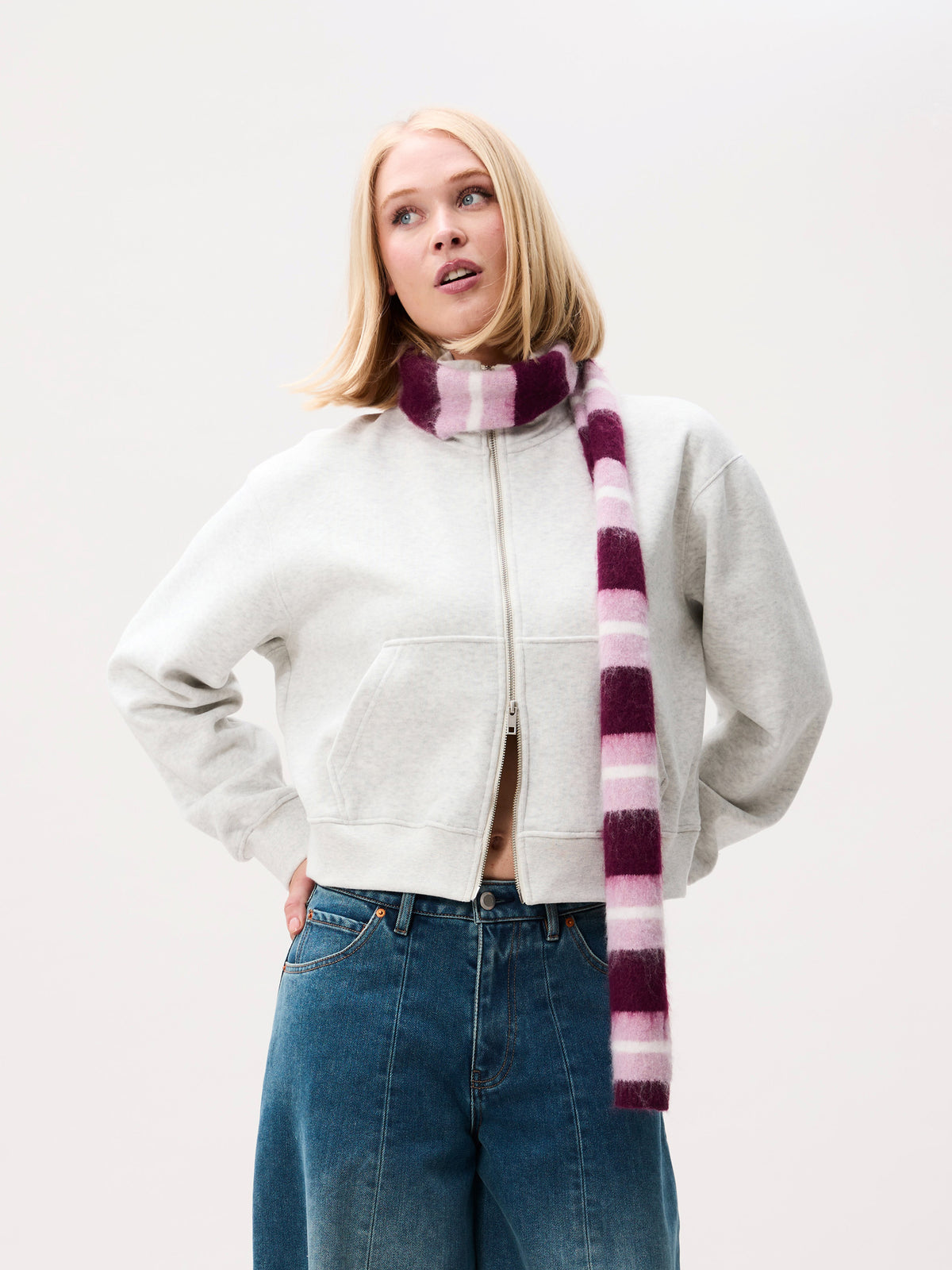 Brushed striped scarf | Plum