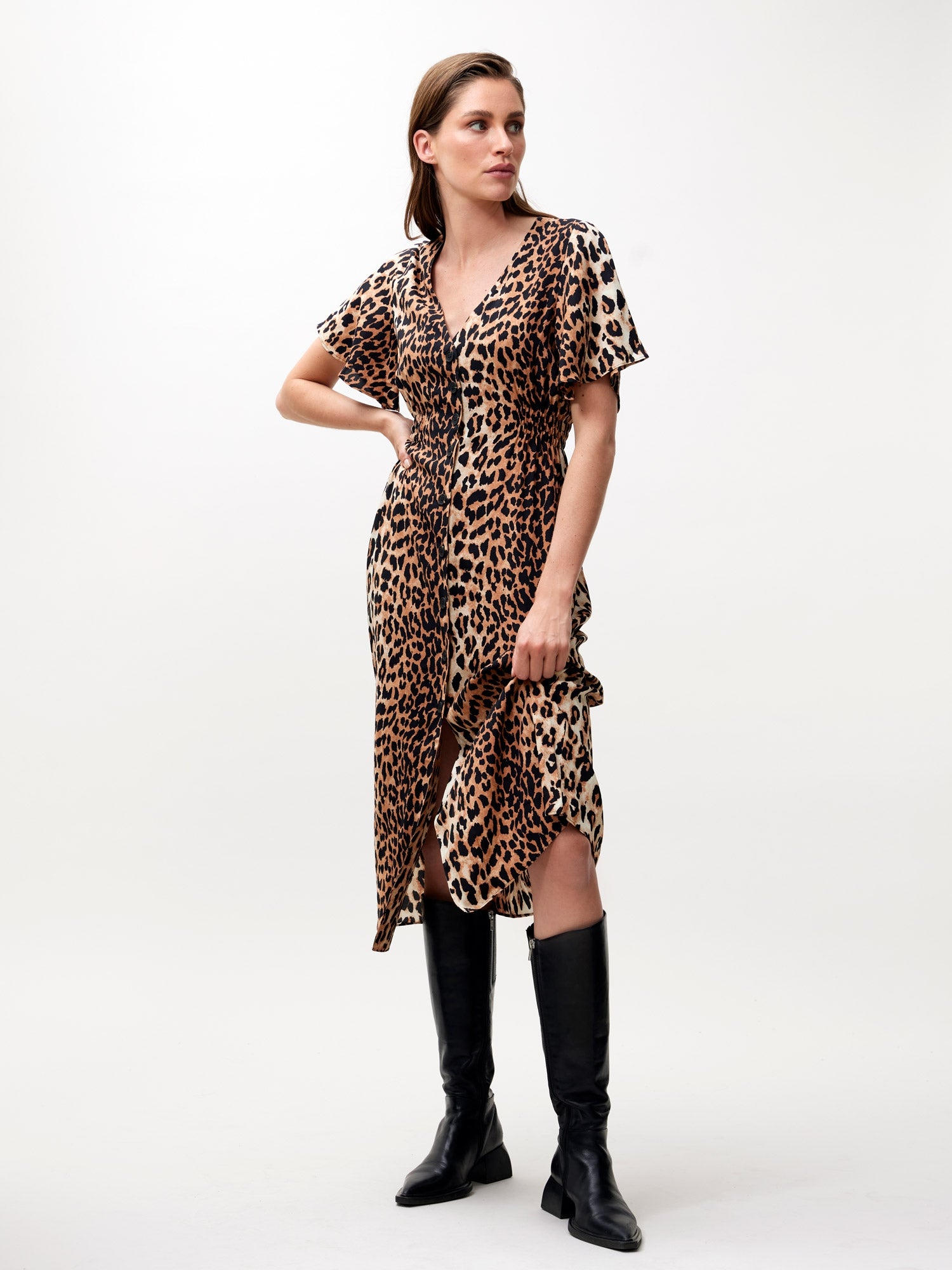 Jurk Leopard Midi | Brown