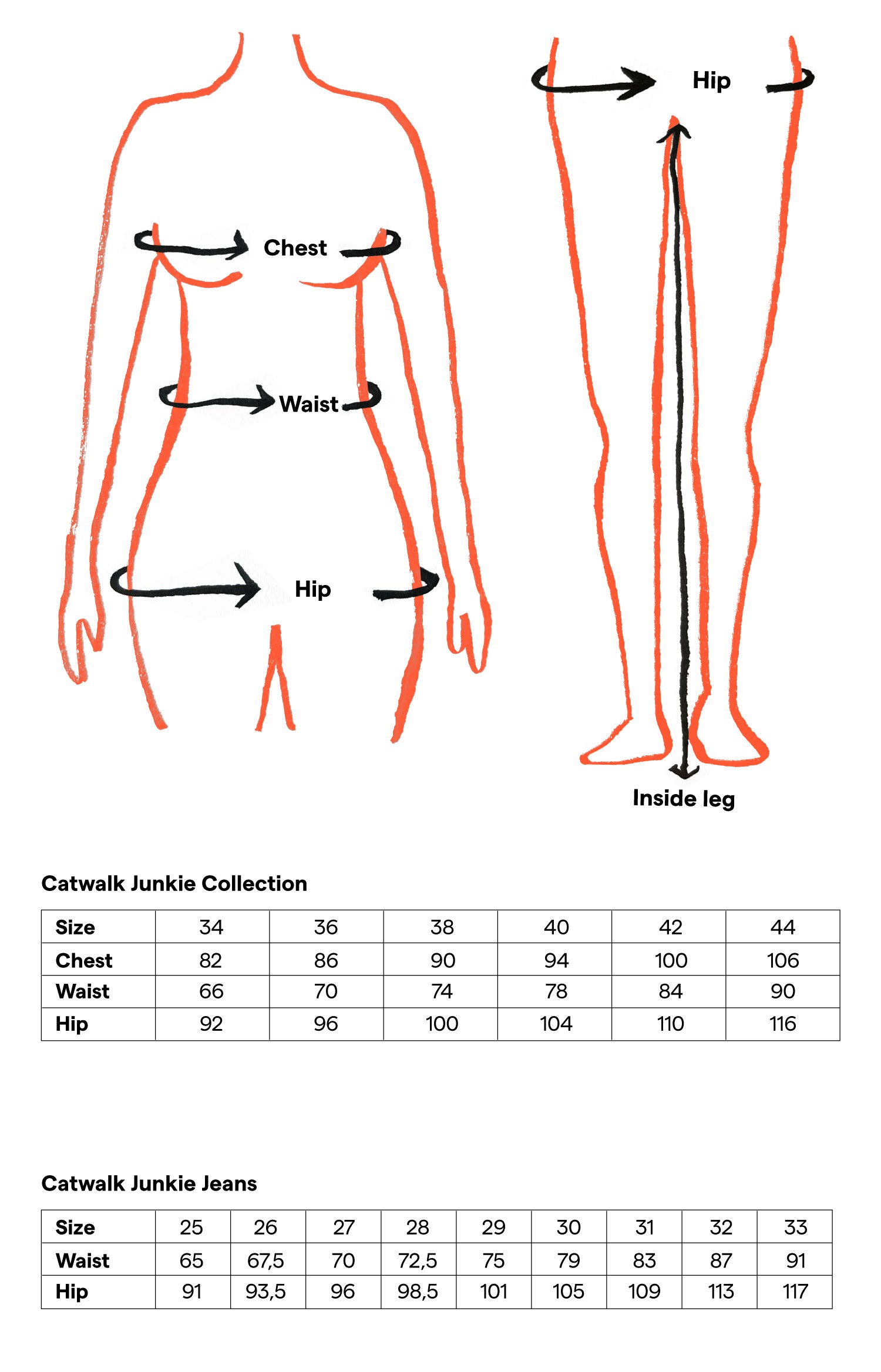 Size Guide Catwalk Junkie