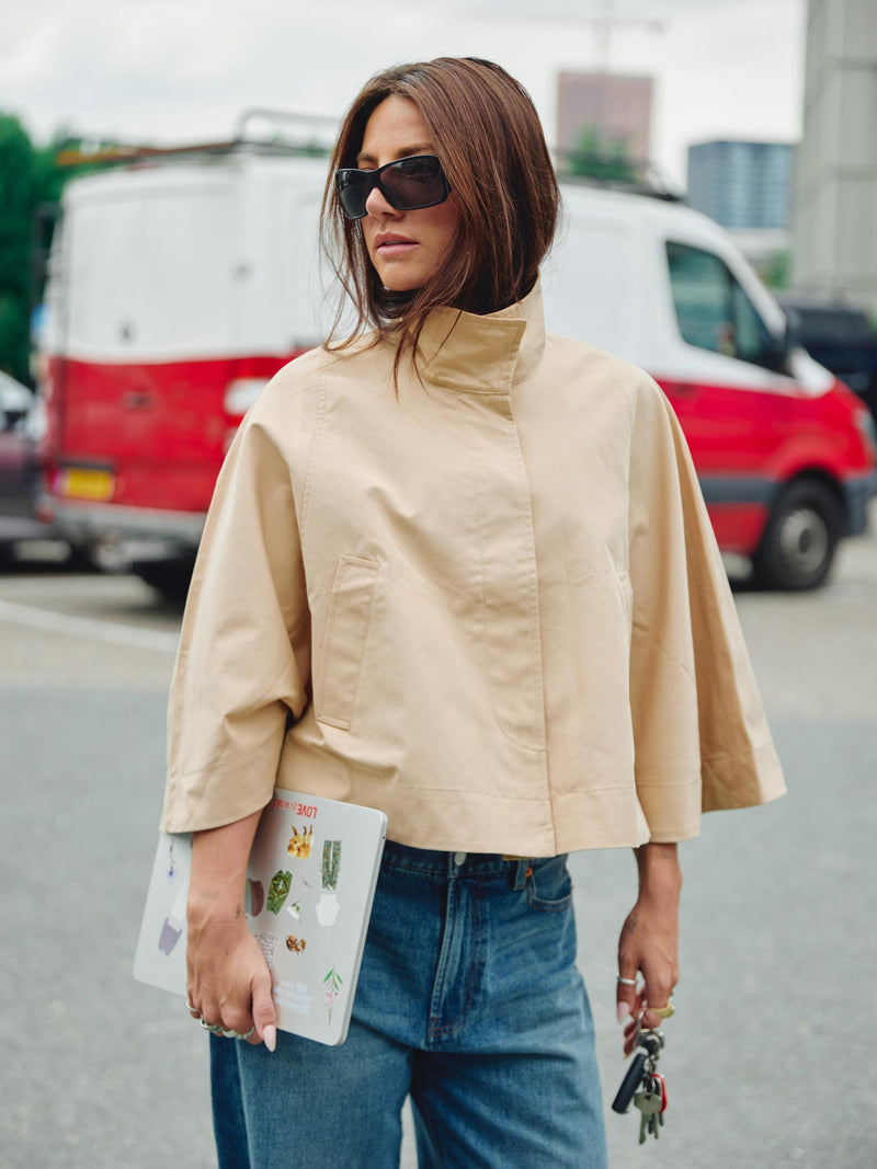 Funnel neck cape jacket | Incense