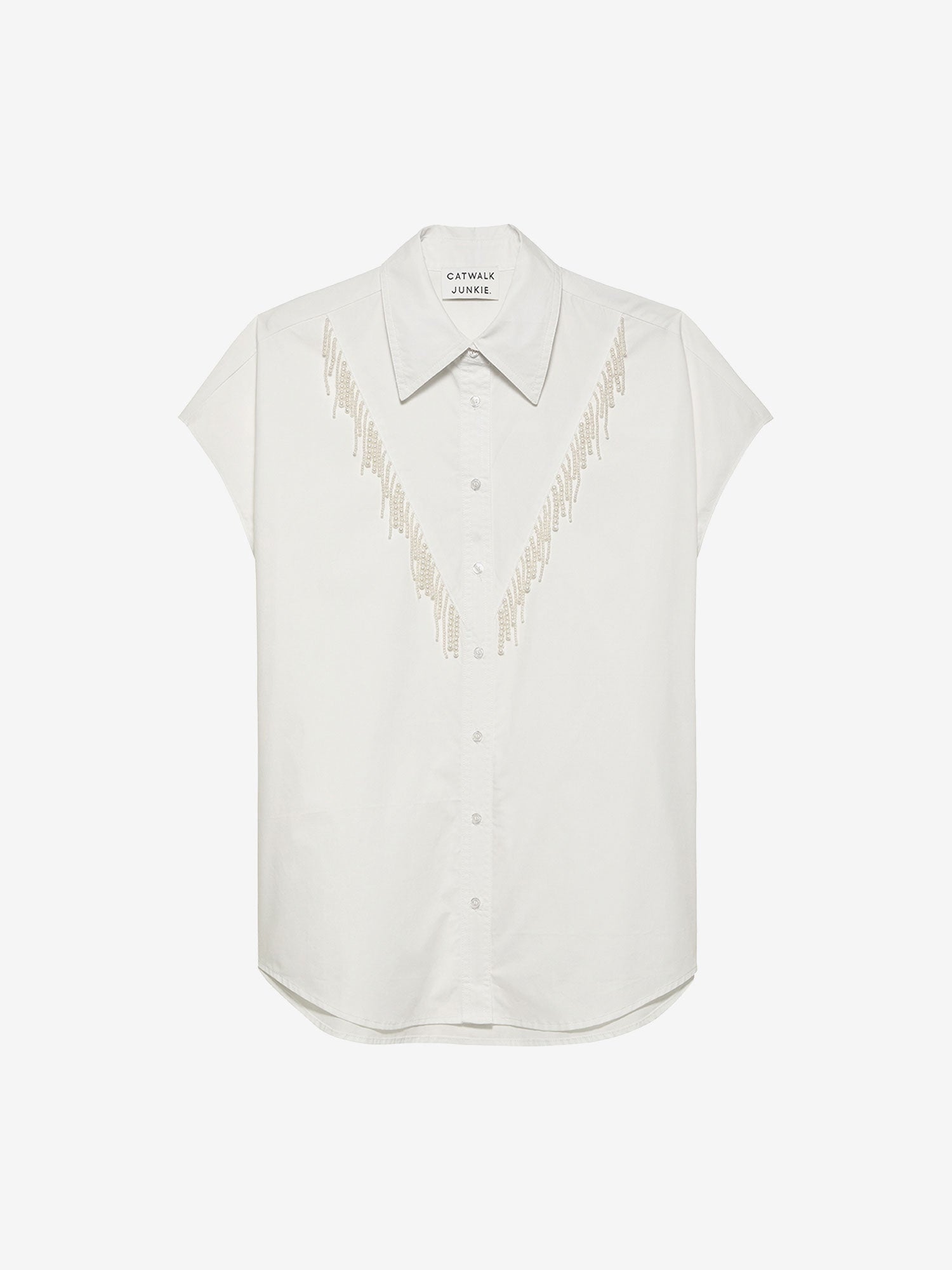 Blouse met parel detail | Crips White