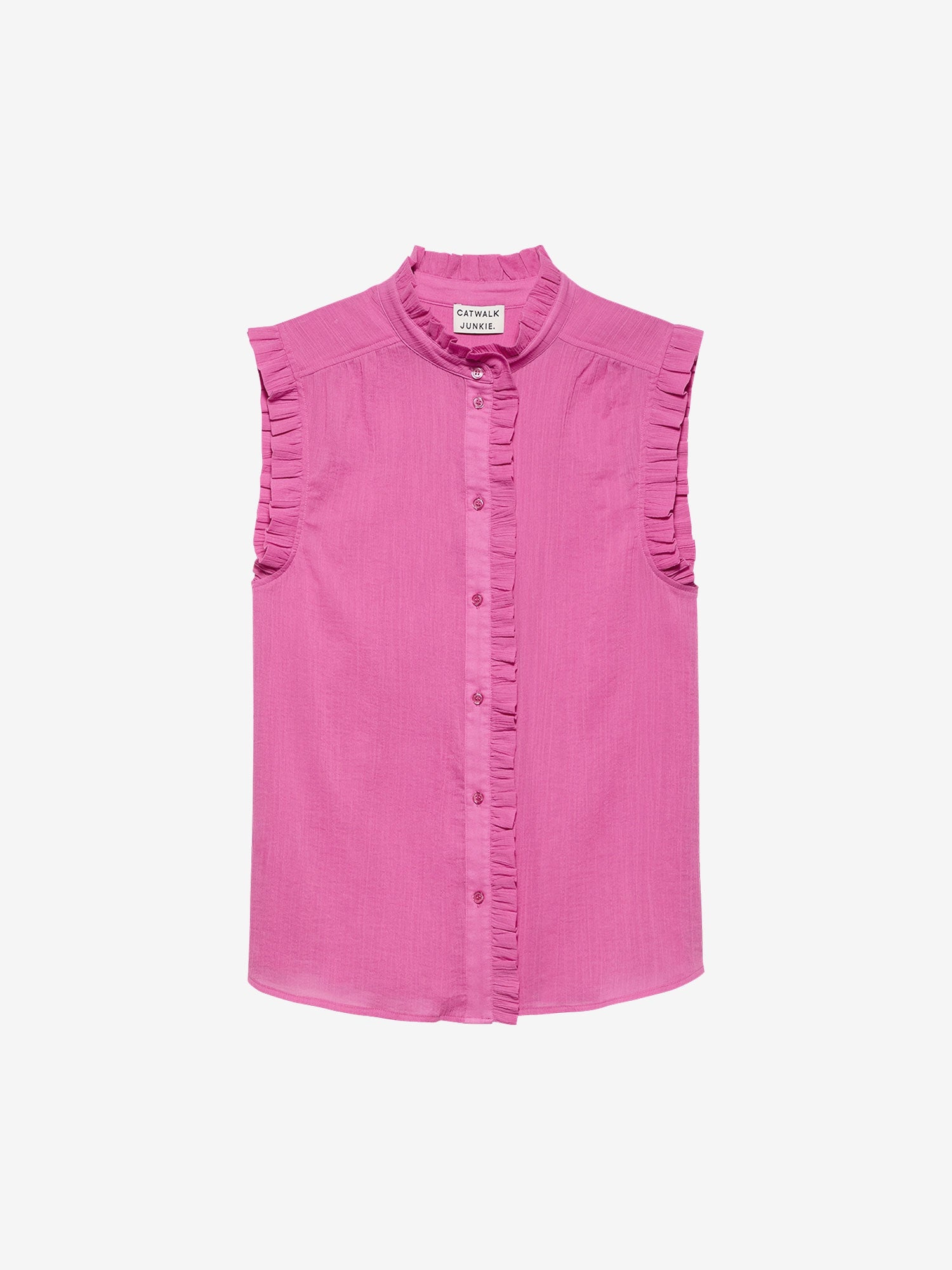 Blouse met ruches | Super Pink