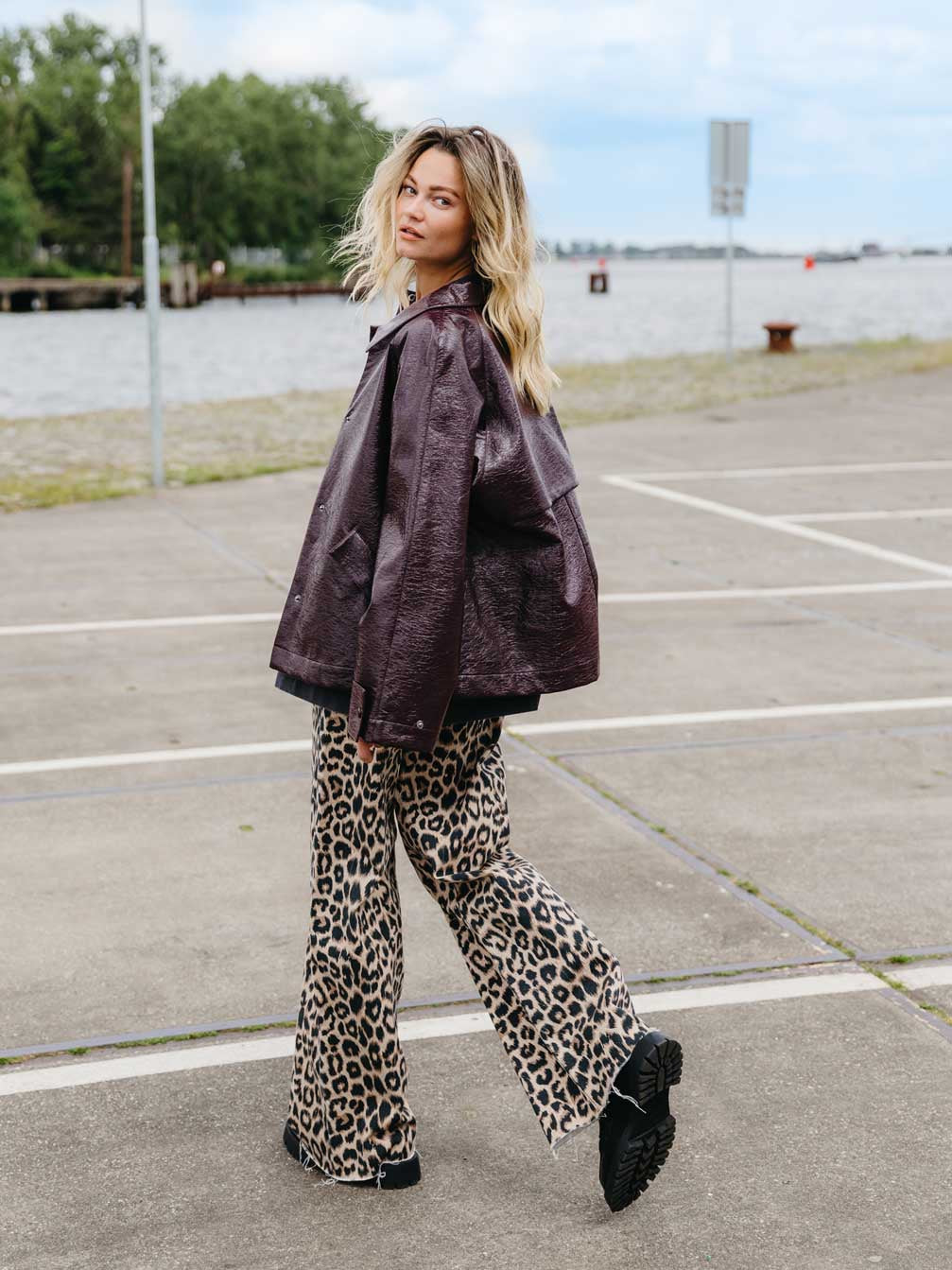Loose fit jeans leopard | Grey Morn