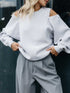 Sweater met open shoulders | Grey Melange