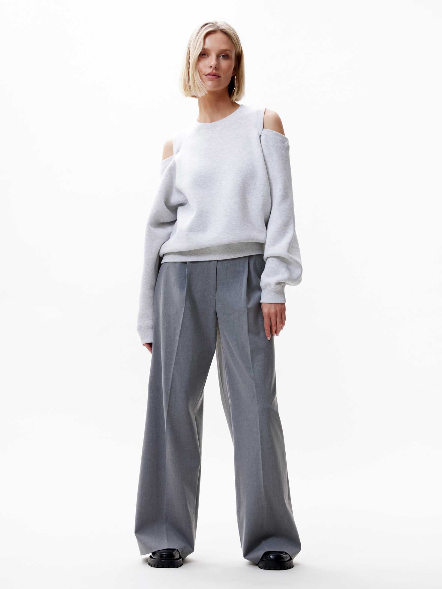 Sweater met open shoulders | Grey Melange